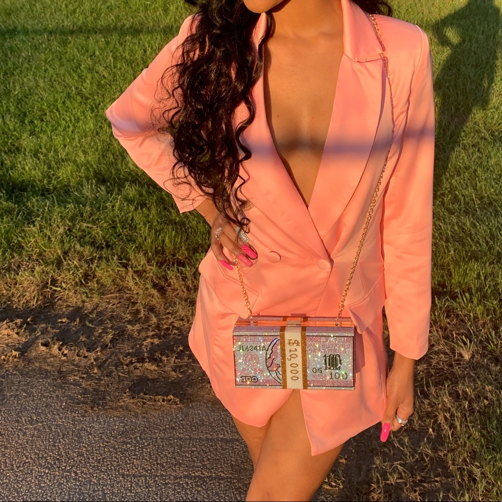 Backless Pink Blazer Dress